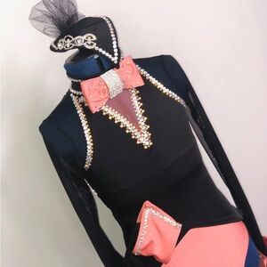 Black and Pink Embellished Dance Costume